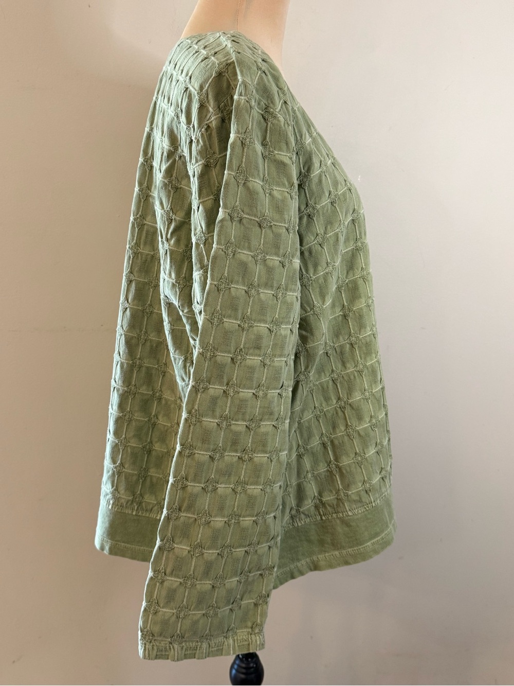 Focus moss green sweatshirt embroidered textured square pattern SZ XL - Picture 2 of 11